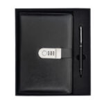 Zestaw notes z szyfrem i długopis Windsor, czarny - obrazek 2
