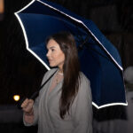 Parasol z taśmą odblaskową Refu, niebieski - obrazek 3