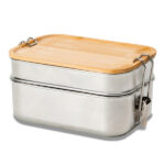 Double lunch box Alcora 1100 ml, srebrny - obrazek 3