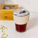 Kubek szklany Vigo 350 ml, beżowy/transparentny - obrazek 4