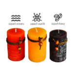 Zestaw świec zapachowych, brązowy/żółty - obrazek 2