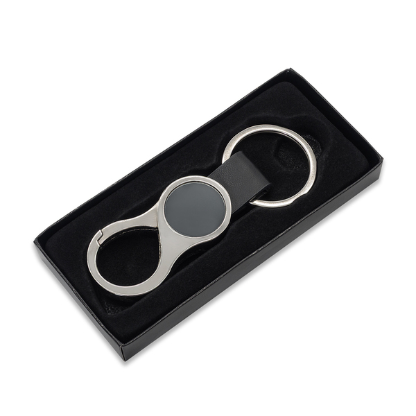 R73318_02 Brelok z karabińczykiem Lenard , czarny - obrazek 1