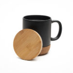 Kubek ceramiczny z bambusową przykrywką Giulia, czarny - obrazek 3