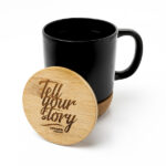 Kubek ceramiczny z bambusową przykrywką Giulia, czarny - obrazek 5