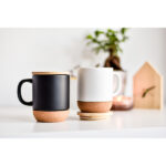 Kubek ceramiczny z bambusową przykrywką Giulia, biały - obrazek 7