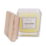 Świeczka z drewnianą przykrywką Alcamoro - motyw świąteczny, brązowy/transparentny - obrazek 2